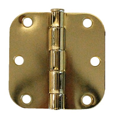 Hinge 3in x 3in Steel Brass Plated (Rnd Corners) 2pc
