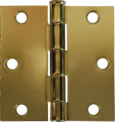 Hinge 3in x 3in Steel Brass Plated (Sq Corners) 2pc