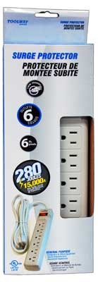 Power Bar 6FT 6 Outlet 280 Joules