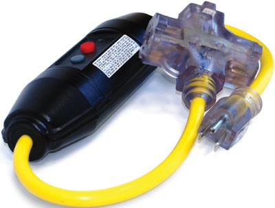 GFCI Cord Inline Triple Tap 12/3 Manual Reset 2ft 125V / 20amp