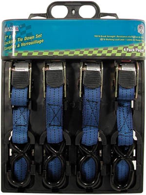 4 pc 1"x 6' Auto-Locking Tie Down Set - 800 LB BS