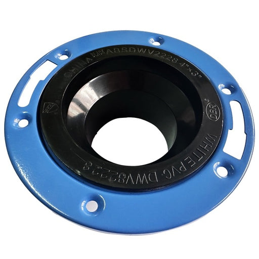 ABS Floor Flange Spigot with Adj.Metal Ring 4in x 3in Black/Blue