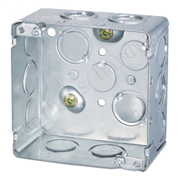 Electrical Box Square With Knockouts 4in x 4in x 1-7/8in Galvanized